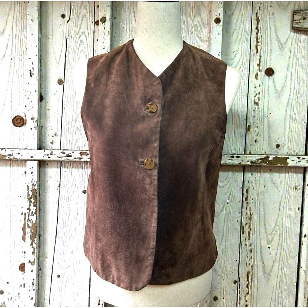 VTG Brown Suede Leather Vest Size S/M Boho Cowgirl Equestrian Timeless Western